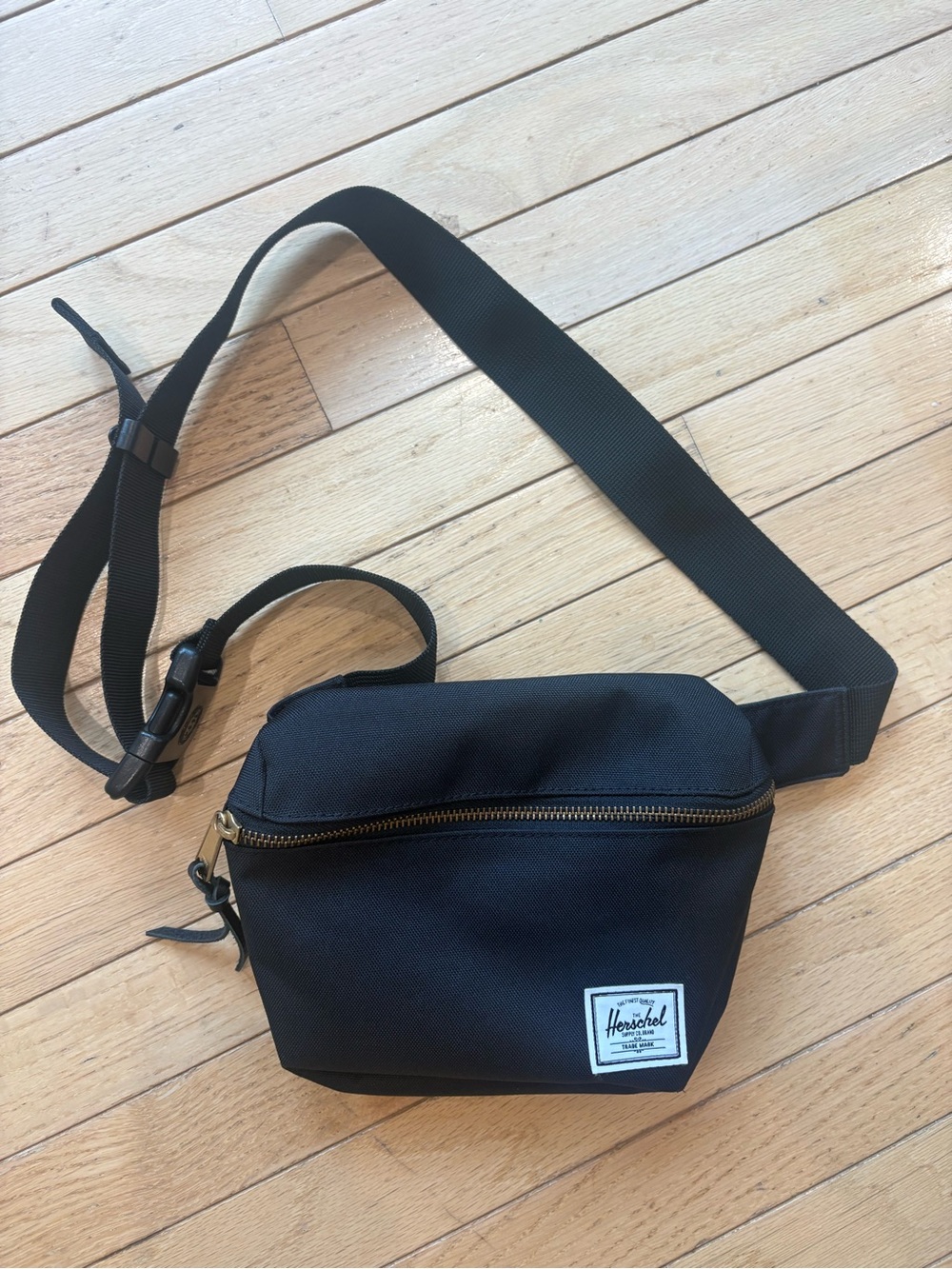 Herschel Supply Company Black Mini Waist Bag with Gold Zipper